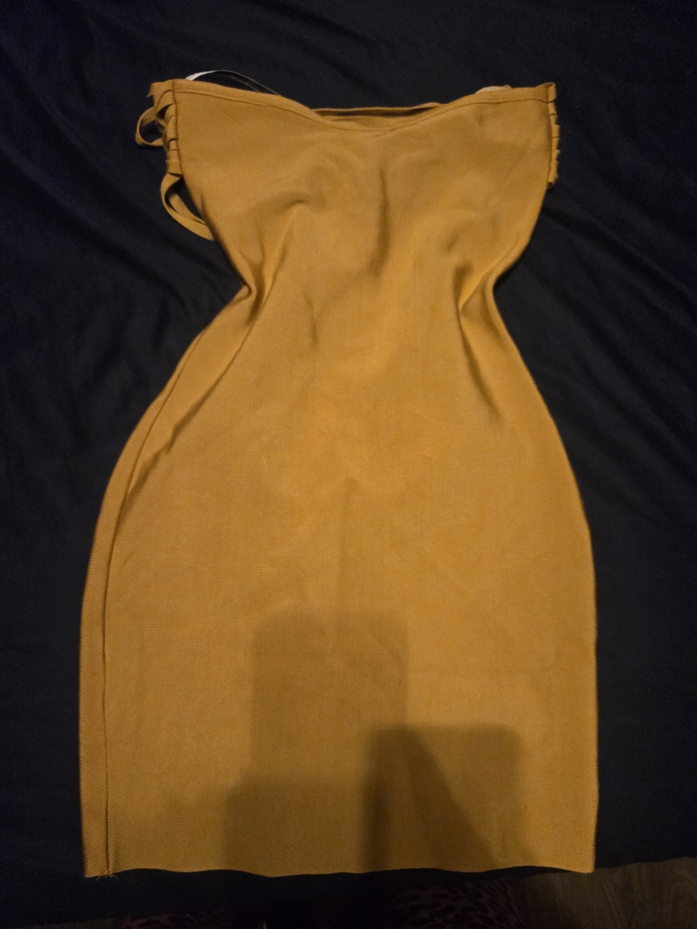 Strapless Mustard Bodycon Dress - Women's Sleek Fitted Dress